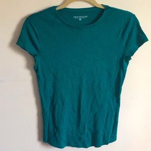Ann Taylor basic T, teal, medium thick Pima Cotton